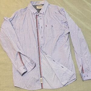Heritage Men's Tall Blue and Small Flowers Patterned Shirt